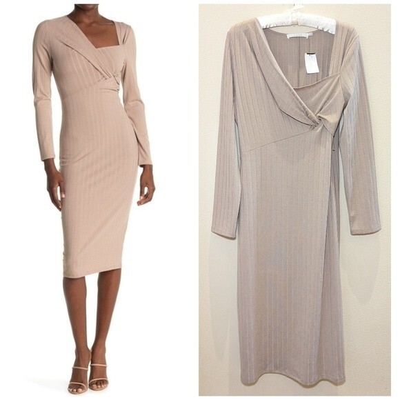 Astr Dresses & Skirts - NWT Astr Twist Front Midi Dress in Oatmeal